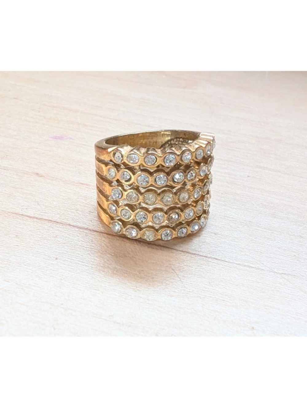 SOLD 5 Layer Goldtone Jewel Pinky Ring size 3